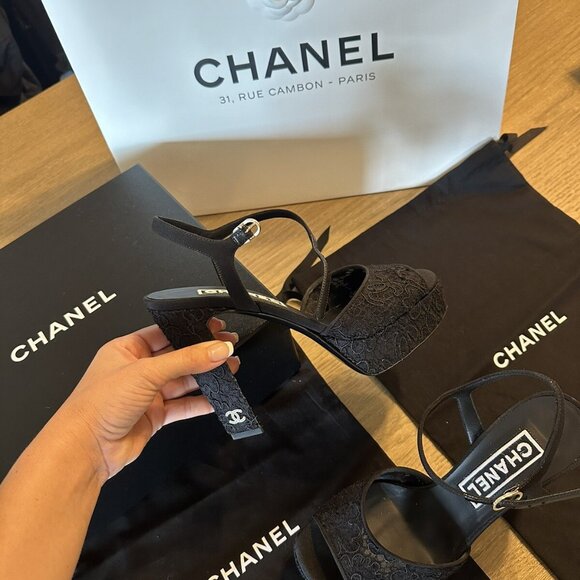 Chanel Platform Heels Special Edition Lace - Picture 2 of 11